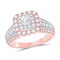 The Diamond Deal 14kt Two-tone Gold Princess Diamond Halo Bridal Wedding Engagement Ring 1-1/2 Cttw