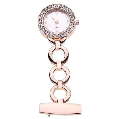 Hemobllo Nurse Watch Diamond Lanyard Pocket Watch Metal Hanging Chest WatchDoctor Lapel Pin Watch Medical Using Watch (Silver)