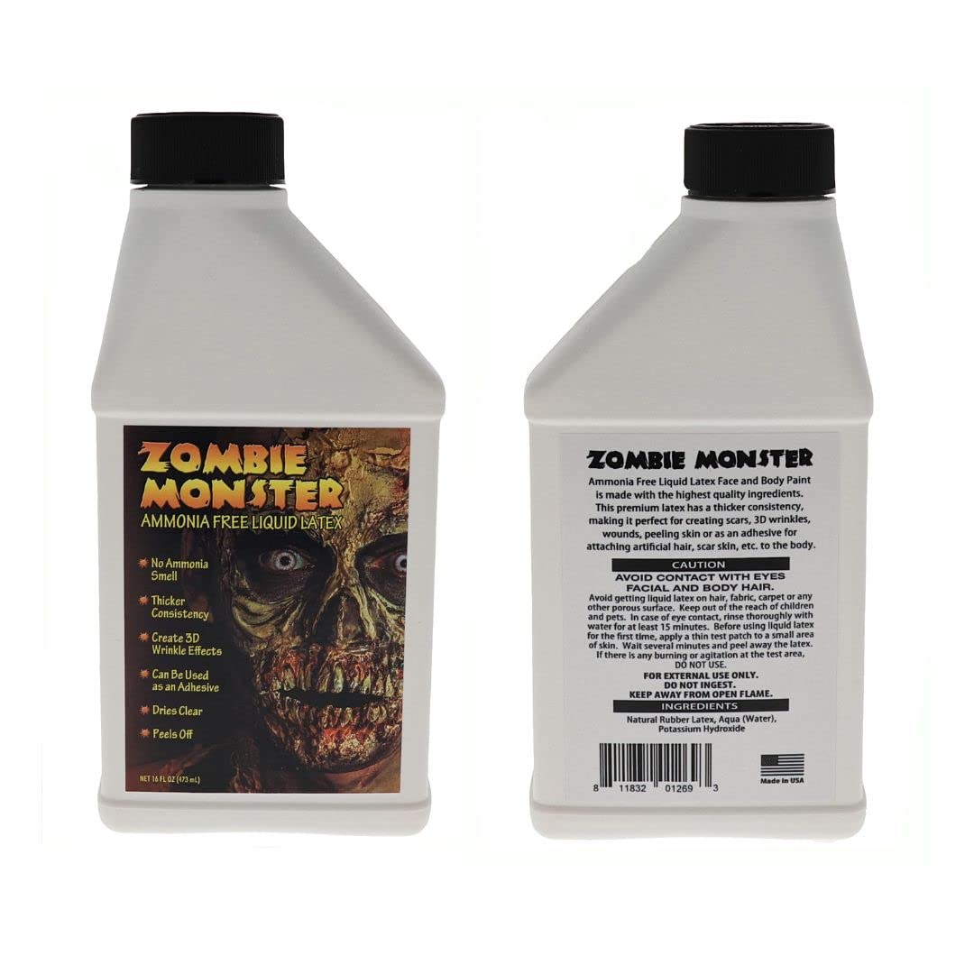 FX Zombie Ammonia Free Liquid Latex (2 Pack) For Halloween Costume, Zombie, Vampire, Monster Make Up & Dress Up, Special Effects, Parties and Cosplay, Face and Body Latex Paint