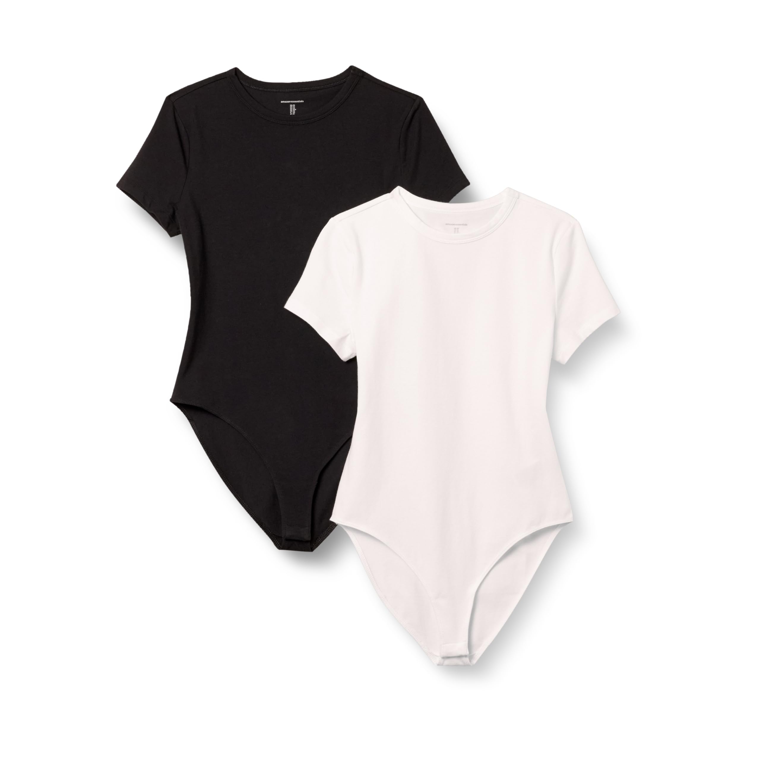 Amazon Essentials Women's Stretch Cotton Jersey Slim-Fit T-Shirt Bodysuit, Pack of 2