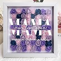 Personalized We Love You Mom Flower Shadow Box with Name, Custom Square Shaped Frame Dried Flower Picture Frame, Mom Birthday Gifts,, Birthday Gifts