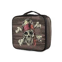ALAZA Makeup Case Pirate Skull Vintage Cosmetic Bag Organizer Travel Portable Storage Toiletry Bag Makeup Train Case with Adjustable Dividers for Teens Girls Women
