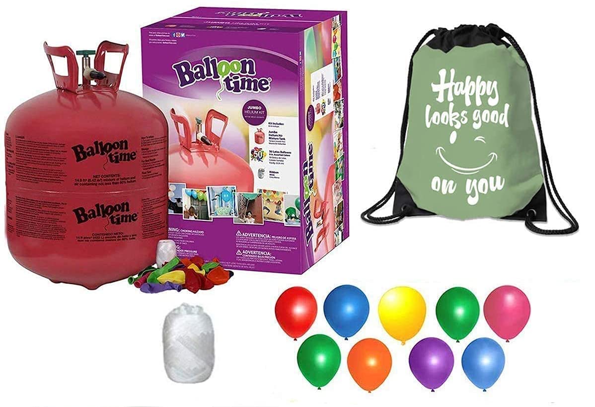 Blue Ribbon Balloon Time Disposable Helium Tank 14.9 cu.ft - 50 Balloons and Ribbon Included