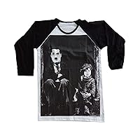 Unisex Charlie Chaplin Raglan Baseball T-Shirt 3/4 Sleeve Mens Womens