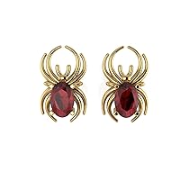 Elegant Halloween Spider Shape 925 Sterling Silver Stud Earrings | Natural Gemstone Women's Jewelry