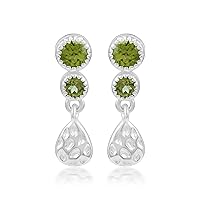 Bezel-setting Green Peridot 925 Sterling Silver Teardrop Style Designer Piece Dangle Earring