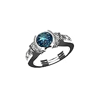 14K Blue Topaz And Diamond Engagement For Women And Girls