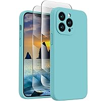 FireNova for iPhone 13 Pro Max Case, Silicone Upgraded [Camera Protection] Phone Case with [2 Screen Protectors], Soft Anti-Scratch Microfiber Lining Inside, 6.7 inch, Sea Blue
