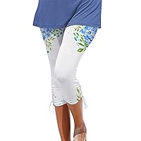 Women Tie Dye Floral Leggings Capri Pants Low Rise Drawstring Side Cropped Pants Summer Fashion Casual Yoga Pants