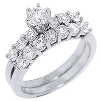 14k White Gold 1.60 Carats Round Diamond Engagement Ring Wedding Band Bridal Set