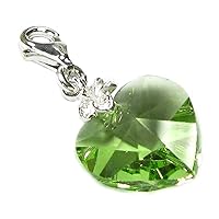 Sterling Silver Austrian Crystal Green August Simulated Birthstone European Lobster Style Charm