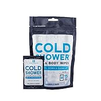 Cold Shower Cooling Field Towel and Body Wipes, Pack of 15 - Individually Wrapped Cooling Towelettes for Face, Hands and Body
