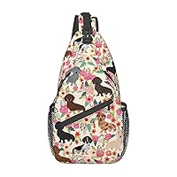 Dachshund Sling Backpack, Multipurpose Travel Hiking Daypack Rope Crossbody Shoulder Bag