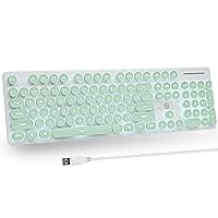 Taeeiancd Typewriter Keyboard 104-key Retro Punk Gaming Keyboard LED White Backlit Cute Keyboard with Wired USB Suitable for PC/Win/Mac/Laptop (Green A)