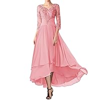 Mother of The Bride Dresses Lace Appliques Chiffon Formal Evening Gowns Long V-Neck Wedding Guest Dresses