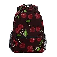 ALAZA Cherry on Dark Background Backpack for Women Men,Travel Trip Casual Daypack College Bookbag Laptop Bag Work Business Shoulder Bag Fit for 14 Inch Laptop