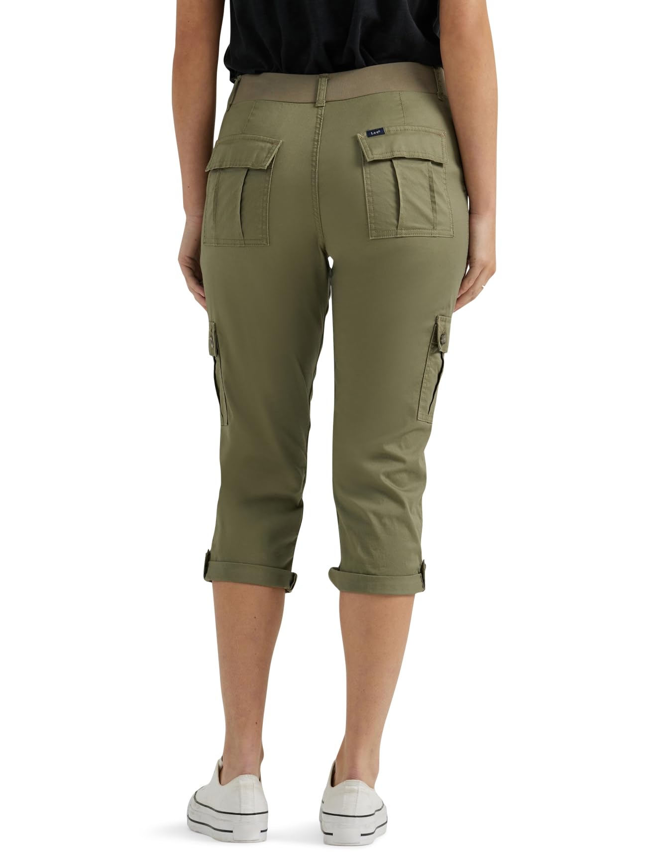 Lee Women's Ultra Lux Comfort with Flex-to-Go Cargo Capri Pant, Deep Lichen Green
