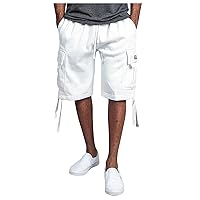 Men's Shorts Casual Elastic Waist Drawstring Shorts Relaxed Fit Jogging Workout Cargo Short Pants with Multi-Pocket