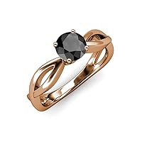 Black Diamond Infinity Solitaire Engagement Ring 1.00 ct 14K Rose Gold