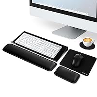 Ergonomic Computer Keyboard Stand with Wrist Rest, Acrylic Keyboard Riser for Desk+Keyboard Wrist Pad+Mouse Pad with Wrist Rest+Coaster, Comfortable Typing Wrist Pain & Carpal Tunnel Relief