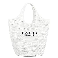 Women'S Beach Bag Woven Straw Bag Summer Beach Handbag Large Capacity Travel Shoulder Handbags Hobo Bag