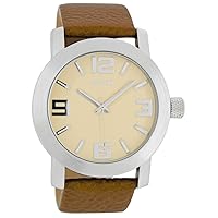 Oozoo XL Watch with Leather Strap Special Item Outlets Sale Remaining Stock Outlet at Reduced Price Variant 1, C5532 - Cream / Brown, Strap.