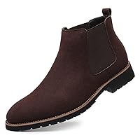 Mens Chelsea Ankle Boot Suede Leather Slip-On Classic Dress Comfort Casual Chukka Boots