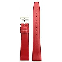 18mm Red Genuine Leather Watchband | Flat, Smooth, Calfskin Replacement Watchstrap that brings New Life to Any Watch (Men's Standard Length)