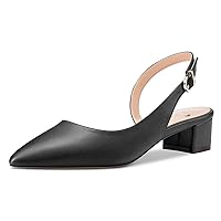 Castamere Women Chunky Block Low Kitten Heel Pointed Toe Slingback Pumps Classic Cute Party Office 1.4 Inches Heels