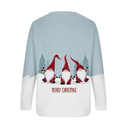 Christmas Sweaters for Women Fashion Leisure Graphic Print Long Sleeve Shirts Cute Tops Crewneck Sweatshirt Xmas Gift
