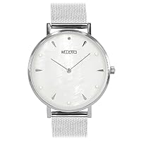 MEDOTA Thetis Series - Multi White Shell Dial Water Resistant Analog Quartz Silver Quickly Release Stainless Strap Watch - No.SE-8501