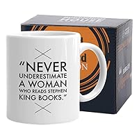 Reader Coffee Mug 11 oz, Never Underestimate A Women Who Reads Horror Novel Book Lovers King Gift for Bookworm Proofreader Women, White