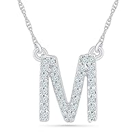 DGOLD Sterling Silver Round White Diamond Initial 
