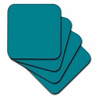3dRose Plain Teal Blue - Simple Modern Contemporary Solid One Single Color - Turquoise Blue-Green - Soft Coasters, Set of 4 (CST_159850_1)