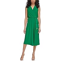 Vince Camuto Women's Twofer Printed Chiffon and Ity Jumpsuit with Wrap Front Pant