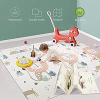 Baby Playmat for Crawling,Extra Large Foldable Play Mat for Baby, Waterproof Non Toxic Anti-Slip Reversible Foam Playmat for Toddlers Kids (79 * 71 * 0.4)