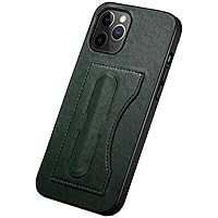 Phone Back Cover, for Apple iPhone 12 Pro Max (2020) 6.7 Inch Leather Shockproof Case Card Holder with Hidden Kickstand (Color : Green)