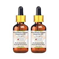 Pure Black Pepper Essential Oil (Piper nigrum) with Glass Dropper Steam Distilled (Pack of Two) 100ml X 2 (6.76 oz)