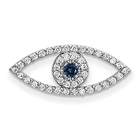 19mm 14k White Gold Hidden bail Small Diamond and Sapphire Evil Eye Pendant Necklace Jewelry for Women