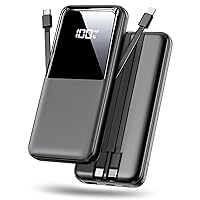 Portable Charger Power Bank - 15000mAh Fast Charging Portable Phone Charger with Built in USB-C(22.5W) and iOS(20W) Output Cable, LED Display Battery Pack for iPhone Android Samsung etc(1 Pack)