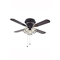 Warehouse of Tiffany CFL-8173AB Tarudor Dark Wood Antique Bronze Crystal Fan, 42