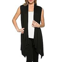 Azules Women's Sleeveless Asymmetric Hem Open Front Cardigan