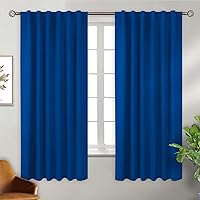 BGment Rod Pocket and Back Tab Blackout Curtains for Bedroom - Thermal Insulated Room Darkening Curtains for Living Room, 2 Window Curtain Panels (52 x 63 Inch, Classic Blue)