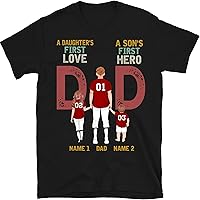 Personalized Baseball Dad a Son’S First Hero a Daughter’S First Love T-Shirts, Father's Day Shirt, Dad Firemen Shirt, Gift for Daddy