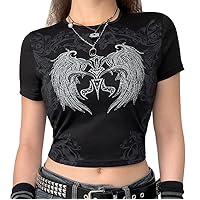 Woxlica E Girl Clothing Graphic Print Summer Crop Top for Teen Girls