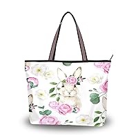 Tote Bag for Women with Zipper,Polyester Tote Purse Holiday Tote Bag Work Handbag Women Gift