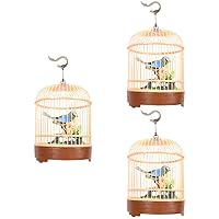 BESTOYARD 3pcs Cockatiel Toys Realistic Sound Activated Bird Toys for Kids Fake Bird Move Bird Toy Realistic Sound Bird Birdcage Couples Toy Bird Cage Toy Parrot Doll Abs Child