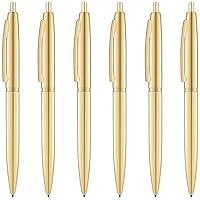 Unibene 6 Pack Gold Click Ballpoint Pens - Black ink Medium Point(1 mm), Metallic Retractable Pen Nice Gift for Business Office Students Teachers Wedding Christmas