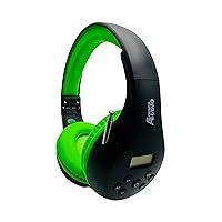 Portable Personal FM Radio Headphones Pull-Out Antenna for Great Reception, Walking, Jogging, Relaxing, School, Talk Radio - Powered by 2AA Batteries (Not Included) (Black & Lime Green)
