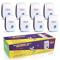 Ultrasonic Pest Repell-er 8 Packs, Electronic Plug in Indoor Pest Repell-ent,for Home, Office, Warehouse, Hotel, White